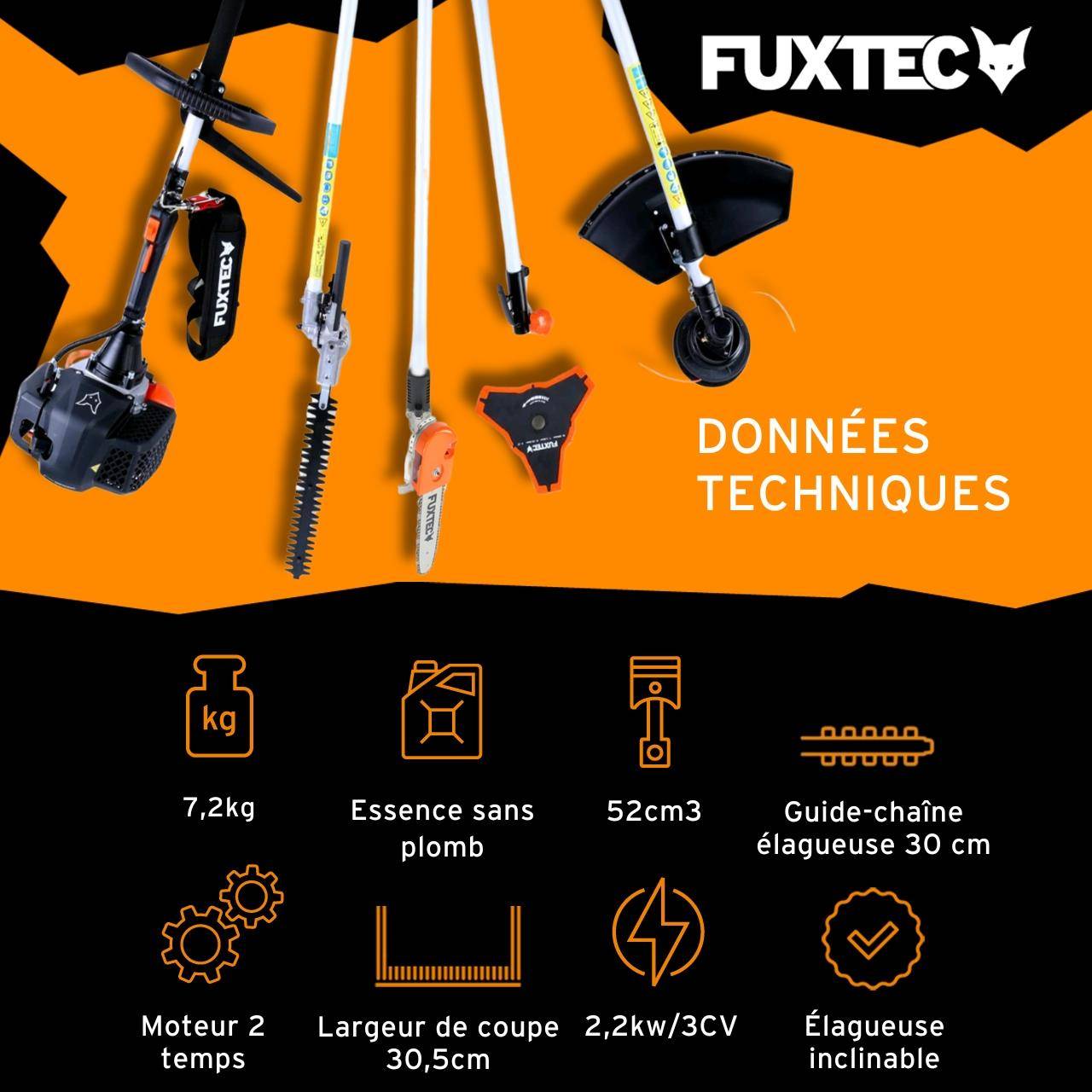 FUXTEC - Débroussailleuse thermique multifonction 5en1 - FUXTEC FX-MT252ER - 52cm3 3CV élagueuse inclinable - Image 3
