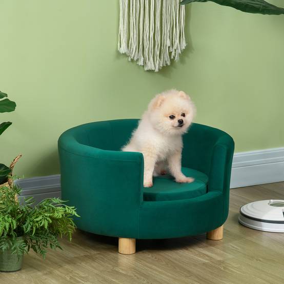 Sans Marque - Canapé pour chien, housse lavable, canapé pour animaux avec dossier et pieds en bois, canapé pour chat, pour petits chiens de moins de 4,5 kg, vert - Image 4