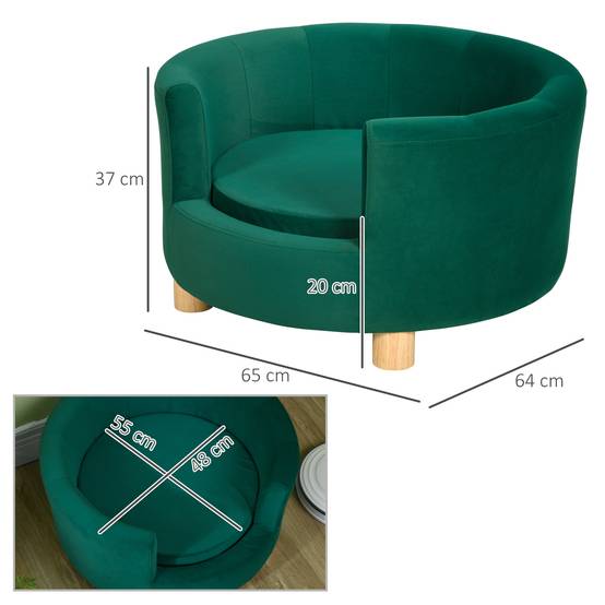 Sans Marque - Canapé pour chien, housse lavable, canapé pour animaux avec dossier et pieds en bois, canapé pour chat, pour petits chiens de moins de 4,5 kg, vert - Image 5