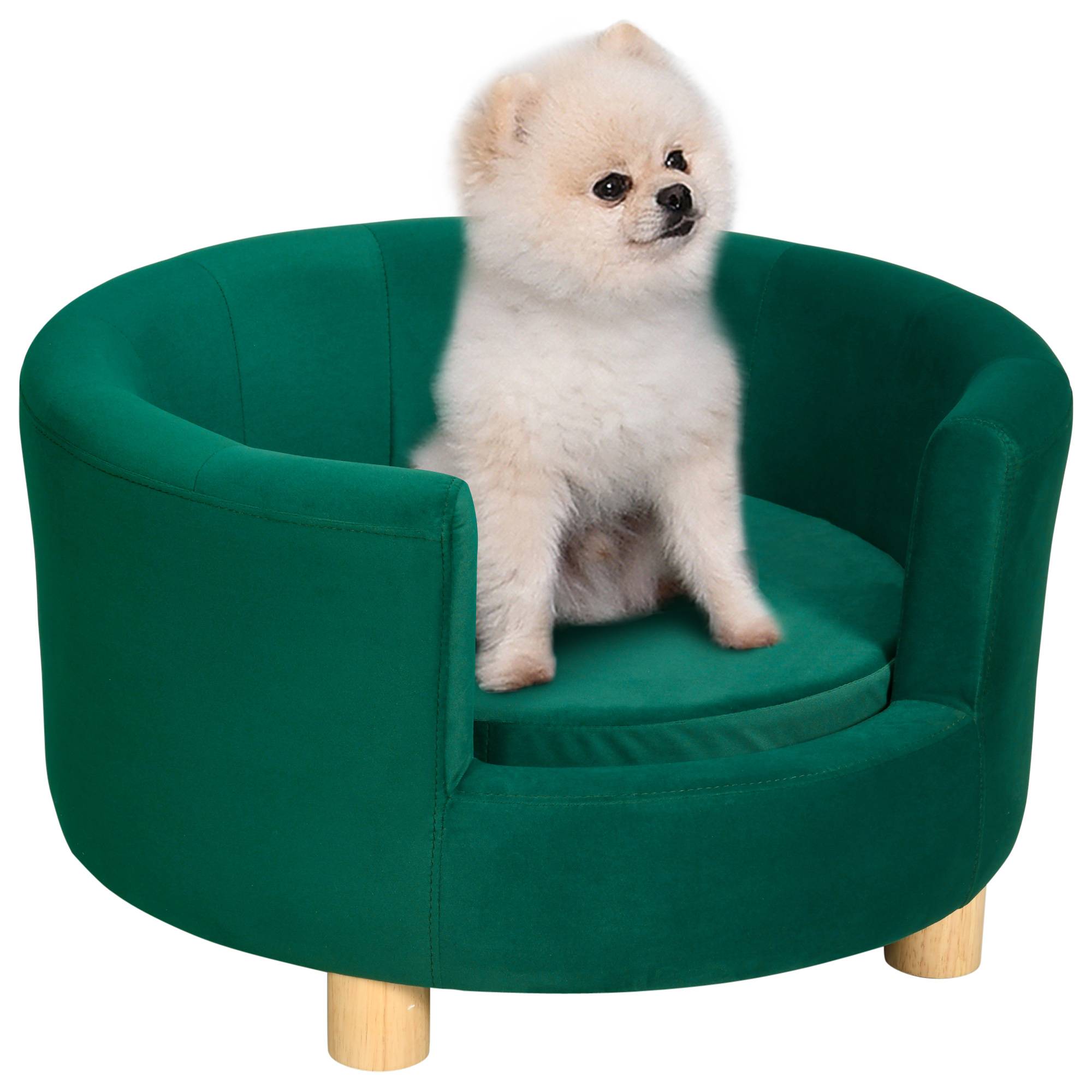 Sans Marque - Canapé pour chien, housse lavable, canapé pour animaux avec dossier et pieds en bois, canapé pour chat, pour petits chiens de moins de 4,5 kg, vert - Image 1