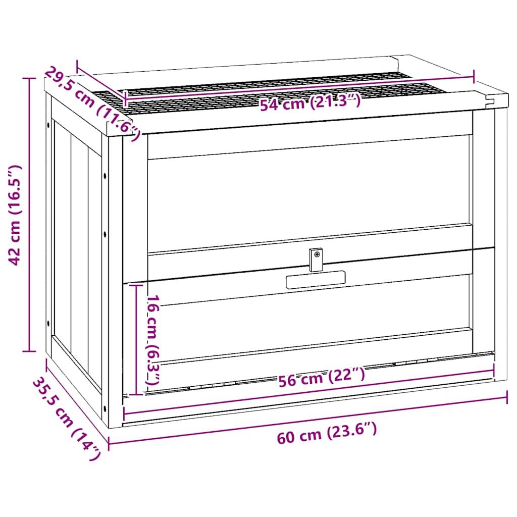 Cage à hamster en bois de sapin avec toit ouvrant 60x36x42 cm – ComfortXL Outdoor Living - Image 9