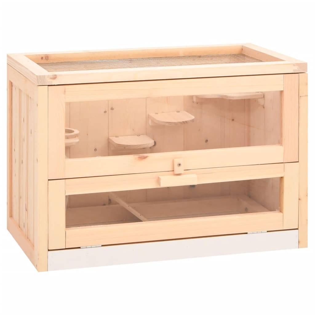 Cage à hamster en bois de sapin avec toit ouvrant 60x36x42 cm – ComfortXL Outdoor Living - Image 1