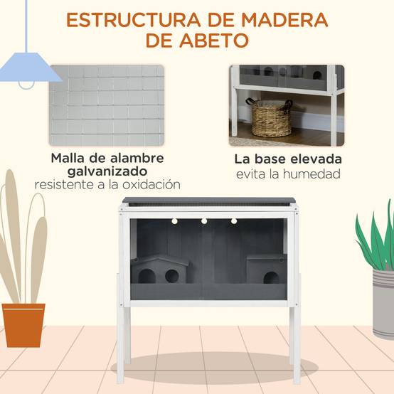 Cage en bois pour hamster avec 2 portes en acrylique et 2 niches pour petits animaux, 82 x 45 x 81 cm, gris foncé - Image 9
