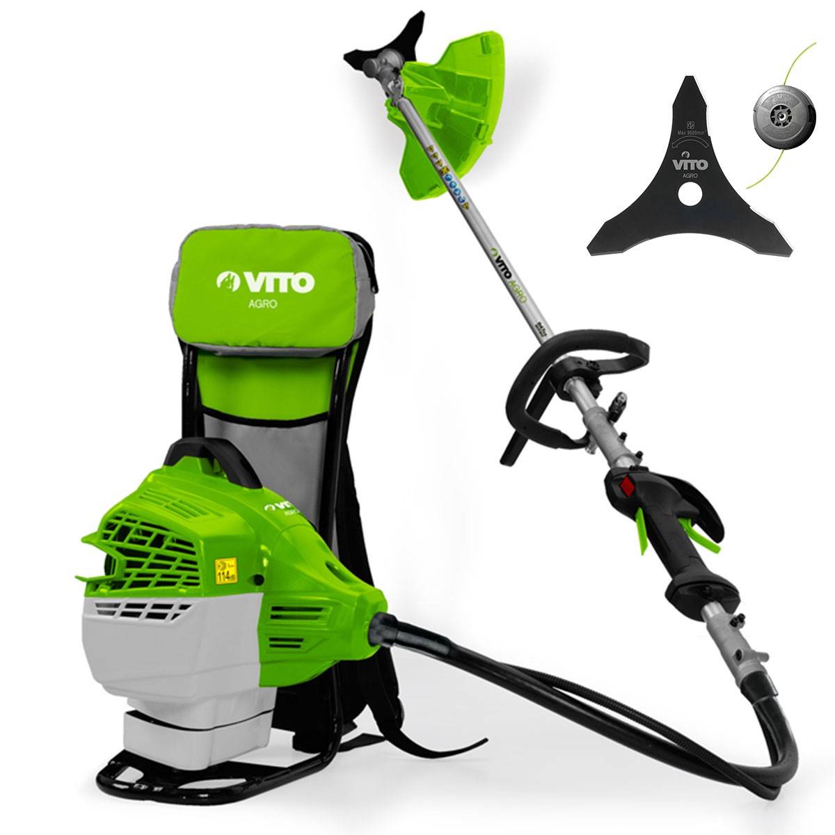 Débroussailleuse Thermique 47cm³ Coupe Ø25cm + Lame et fil nylon Réservoir 1L Autonomie 1h30 Port Sac à dos VITO Professionnel - Image 1