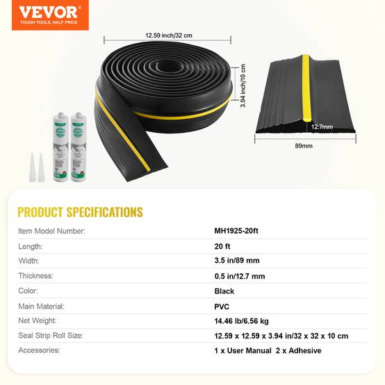 Vevor - VEVOR Joint porte garage 6.1m, PVC épais, résistant intempéries, sectionnelle. - Image 7