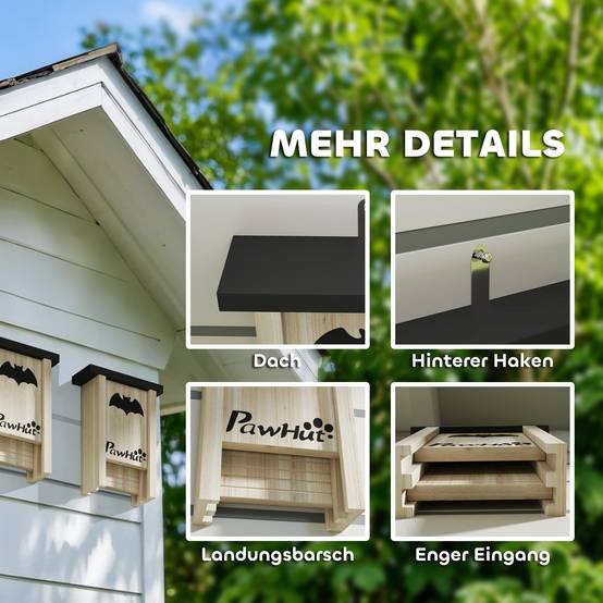 Lot 3 Nichoirs Chauve-Souris Bois Sapin Jardin Abri Météo Résistant Suspendu - ComfortXL Outdoor Living - Image 6