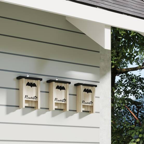 Lot 3 Nichoirs Chauve-Souris Bois Sapin Jardin Abri Météo Résistant Suspendu - ComfortXL Outdoor Living - Image 8