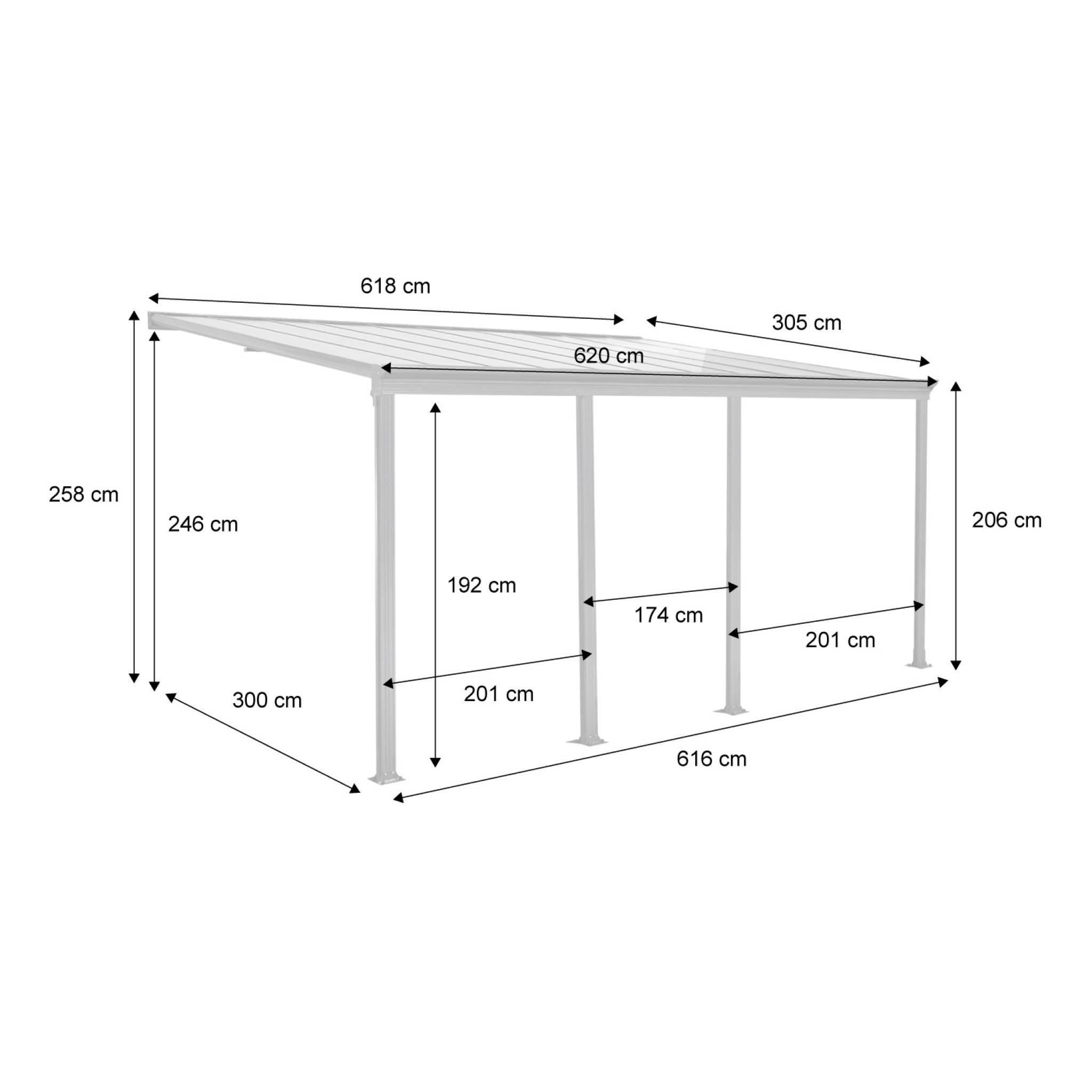 sweeek - Pergola. carport adossé 3x6m anthracite aluminium et polycarbonate avec gouttière. pergola adossée | sweeek - Image 4