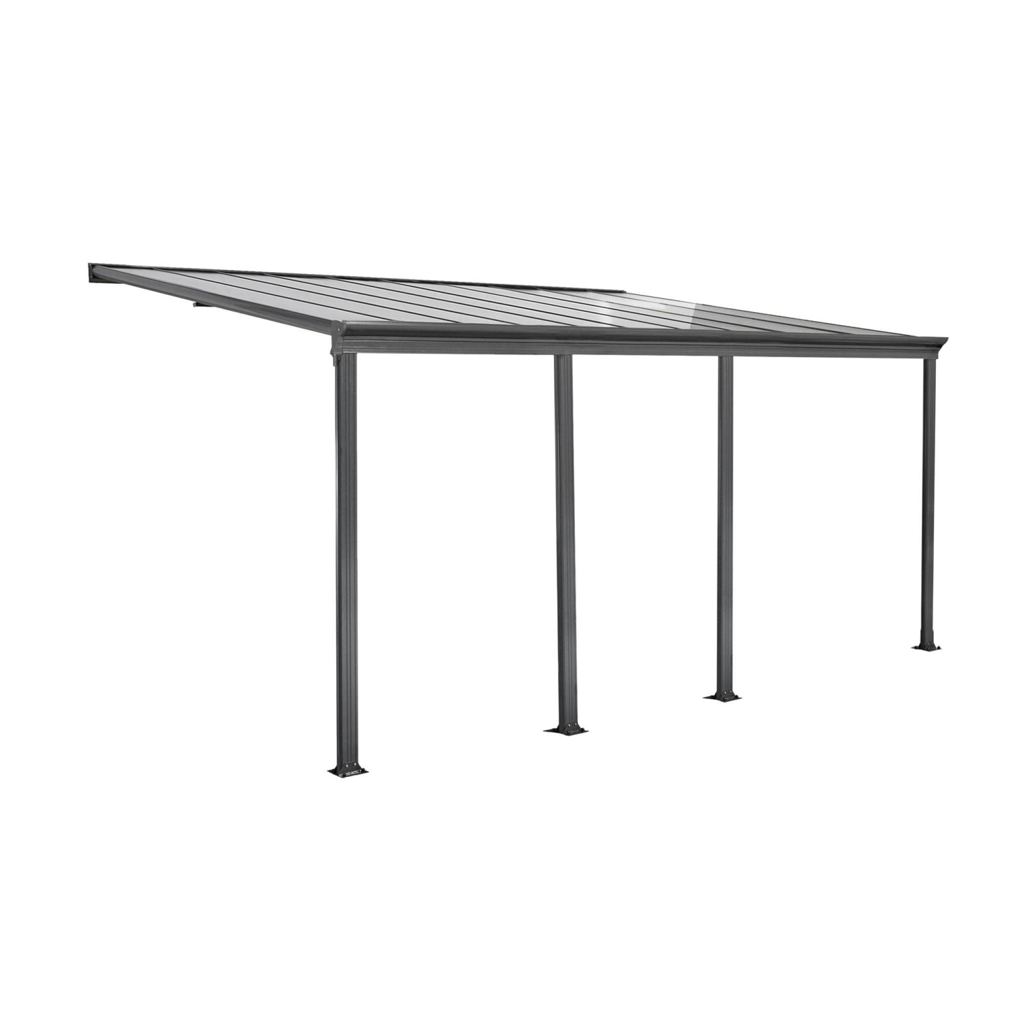 sweeek - Pergola. carport adossé 3x6m anthracite aluminium et polycarbonate avec gouttière. pergola adossée | sweeek - Image 2