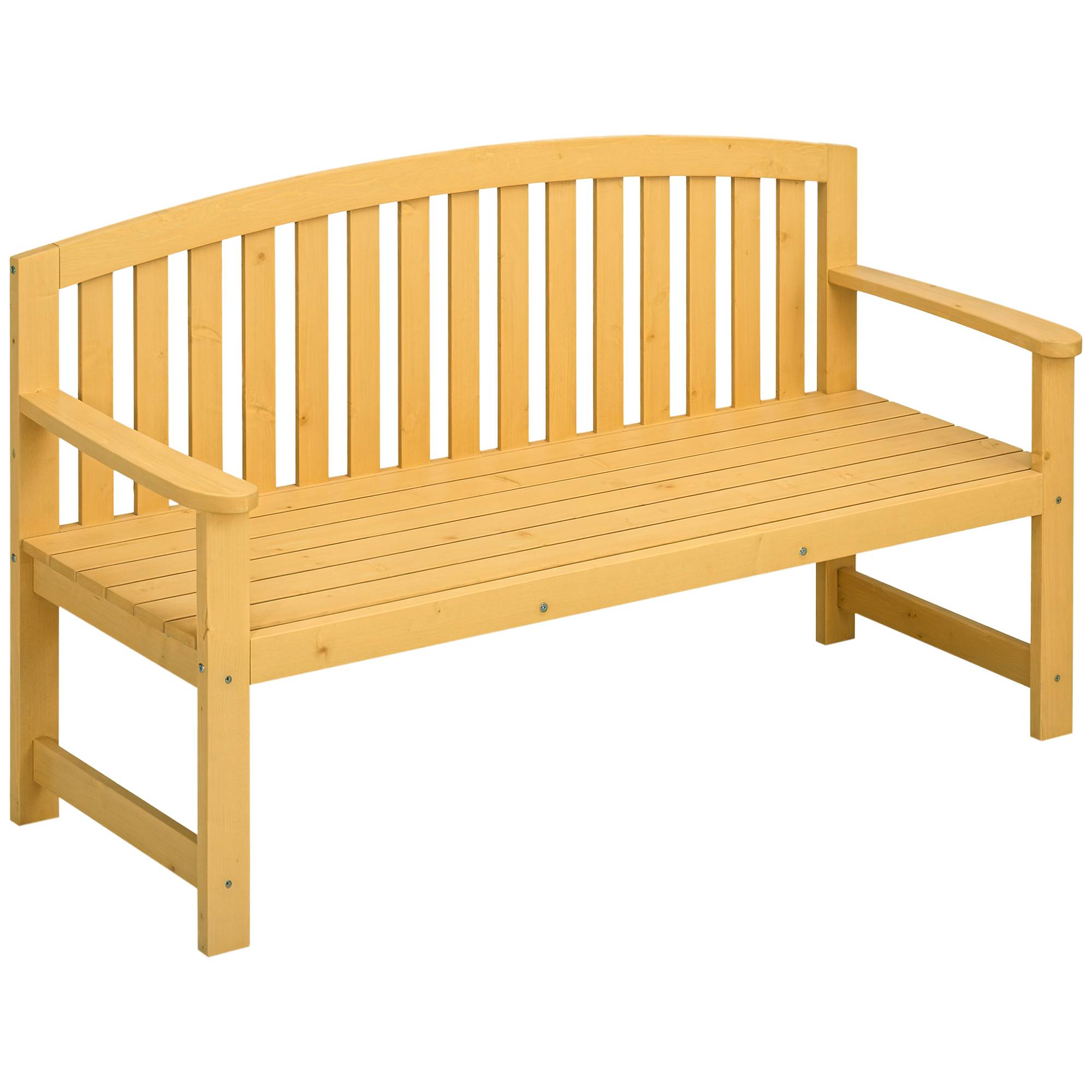 Banc de jardin 2 places en bois, résistant aux intempéries, avec dossier, charge maximale 240 kg, 140 x 50 x 85 cm, orange - Image 1