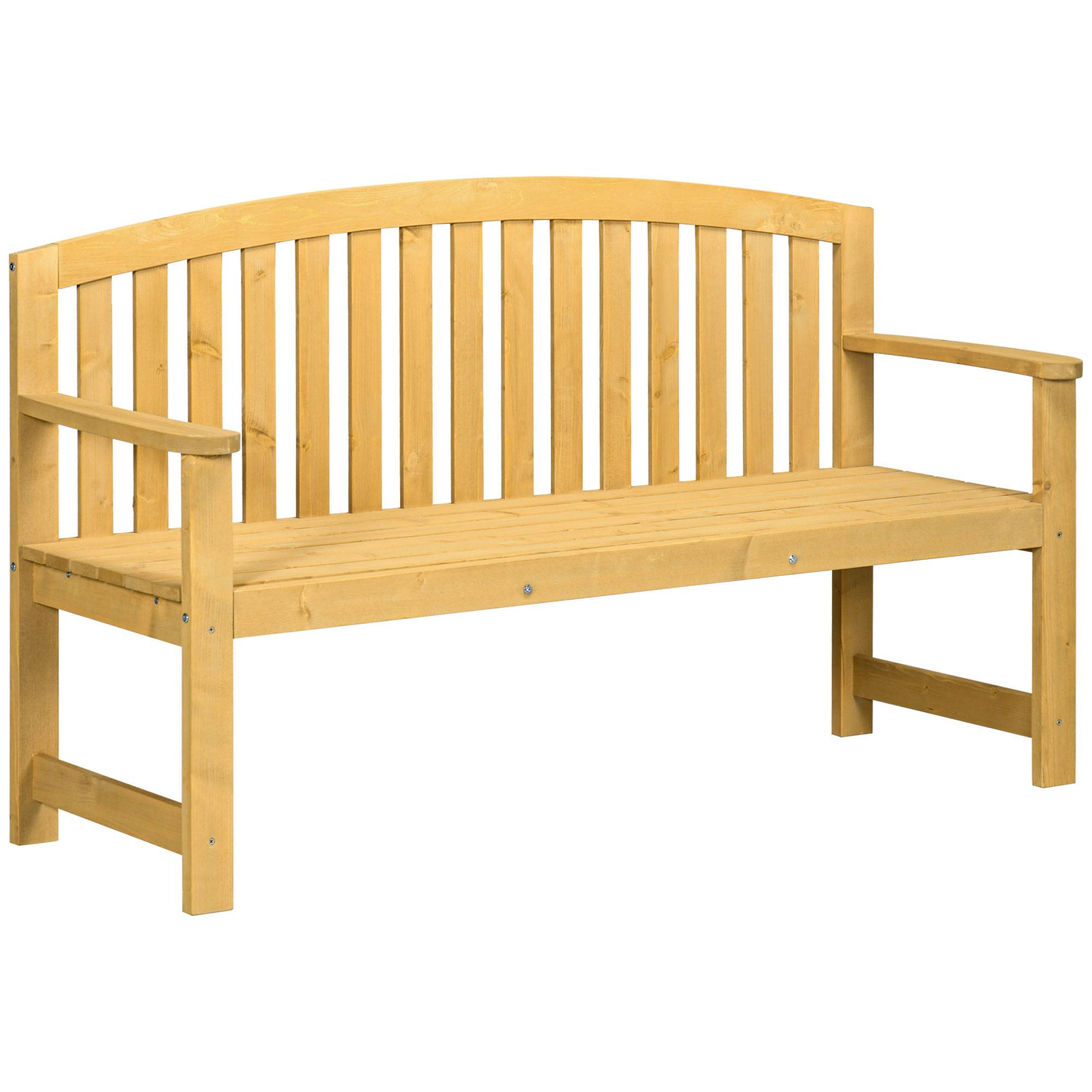 Banc de jardin 2 places en bois, résistant aux intempéries, avec dossier, charge maximale 240 kg, 140 x 50 x 85 cm, orange - Image 2