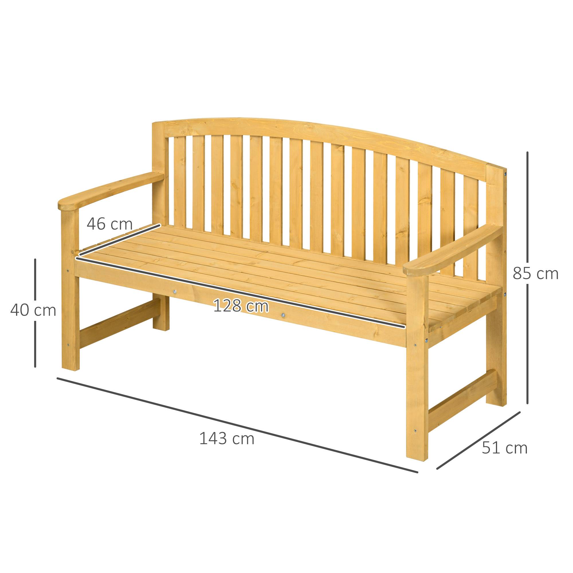 Banc de jardin 2 places en bois, résistant aux intempéries, avec dossier, charge maximale 240 kg, 140 x 50 x 85 cm, orange - Image 5