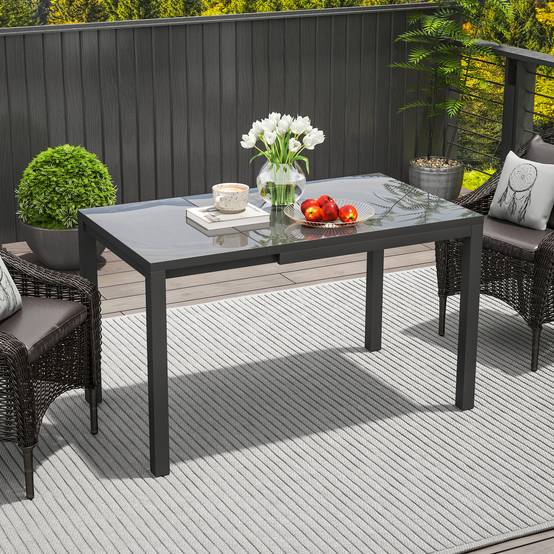 Table de jardin extensible de 85 à 125 cm pour 4 à 6 personnes, de forme rectangulaire, idéale pour véranda, terrasse ou jardin. - Image 3