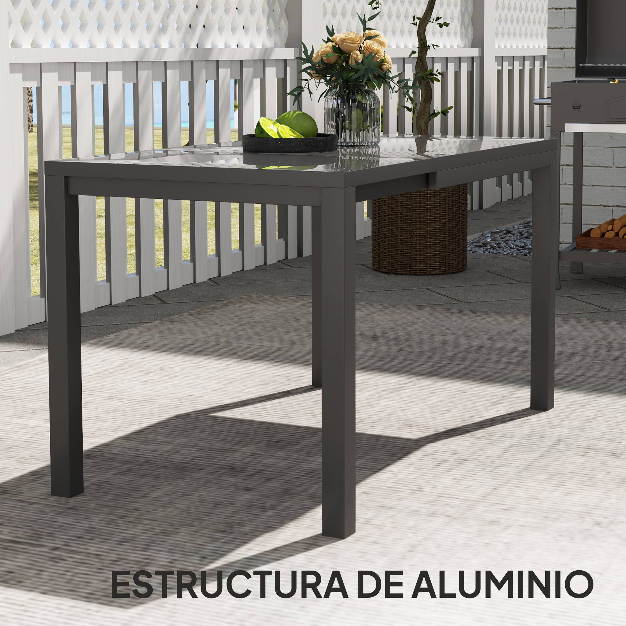 Table de jardin extensible de 85 à 125 cm pour 4 à 6 personnes, de forme rectangulaire, idéale pour véranda, terrasse ou jardin. - Image 8