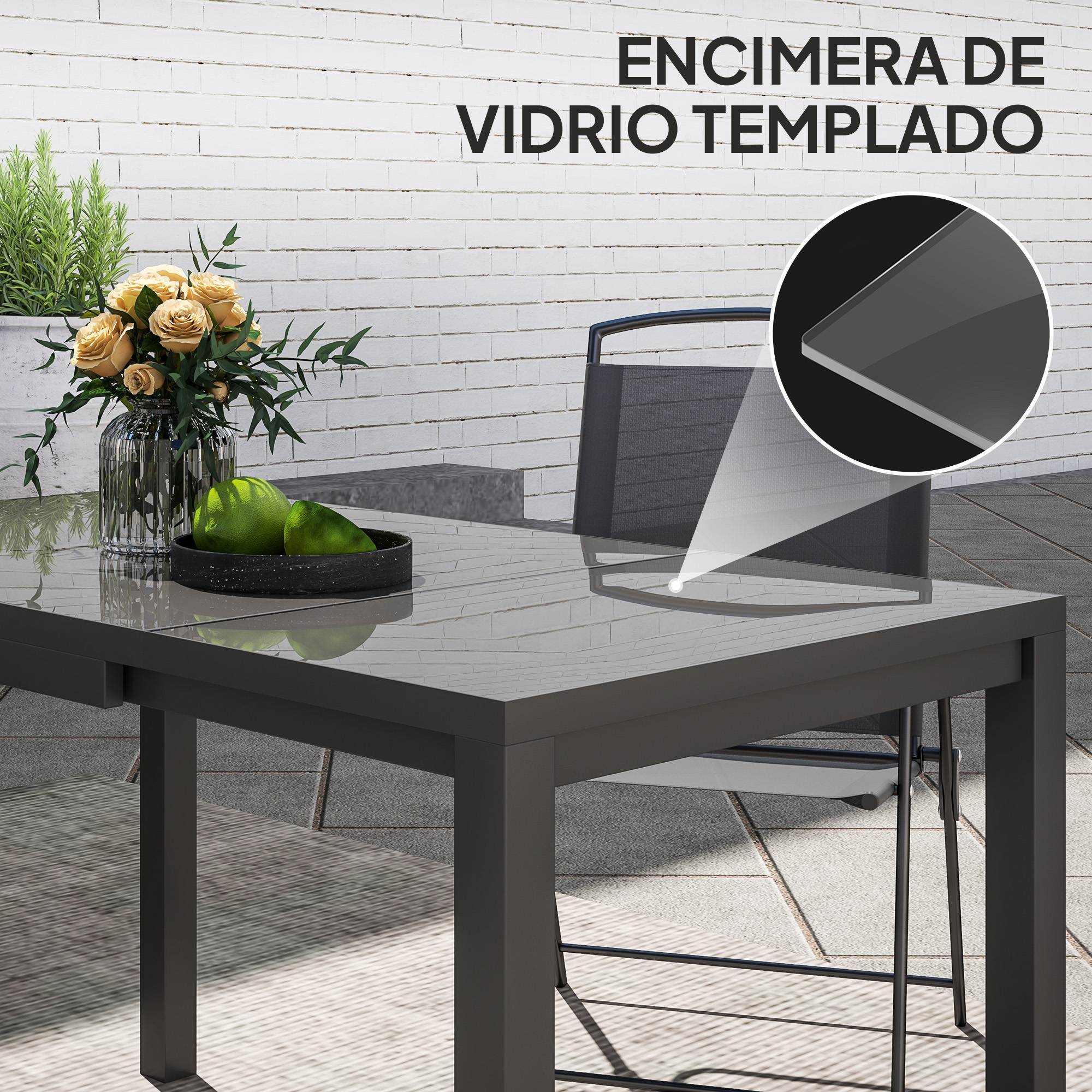 Table de jardin extensible de 85 à 125 cm pour 4 à 6 personnes, de forme rectangulaire, idéale pour véranda, terrasse ou jardin. - Image 9