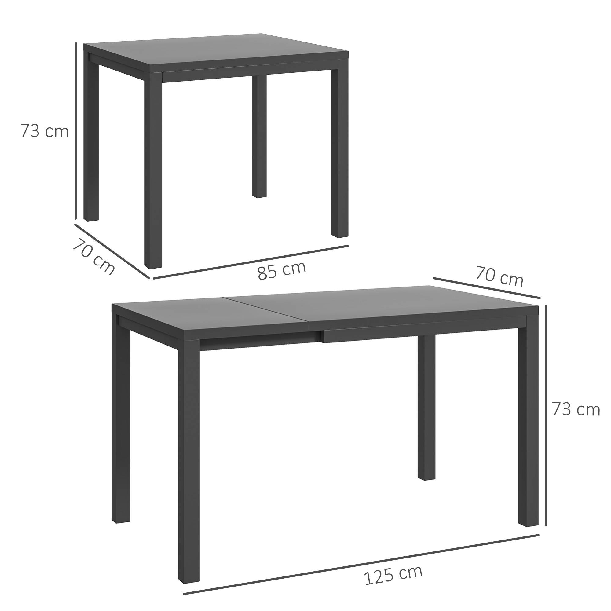 Table de jardin extensible de 85 à 125 cm pour 4 à 6 personnes, de forme rectangulaire, idéale pour véranda, terrasse ou jardin. - Image 5