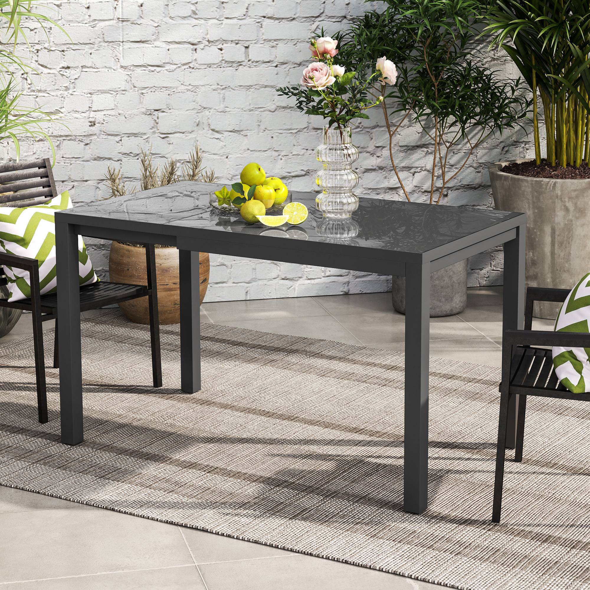 Table de jardin extensible de 85 à 125 cm pour 4 à 6 personnes, de forme rectangulaire, idéale pour véranda, terrasse ou jardin. - Image 4