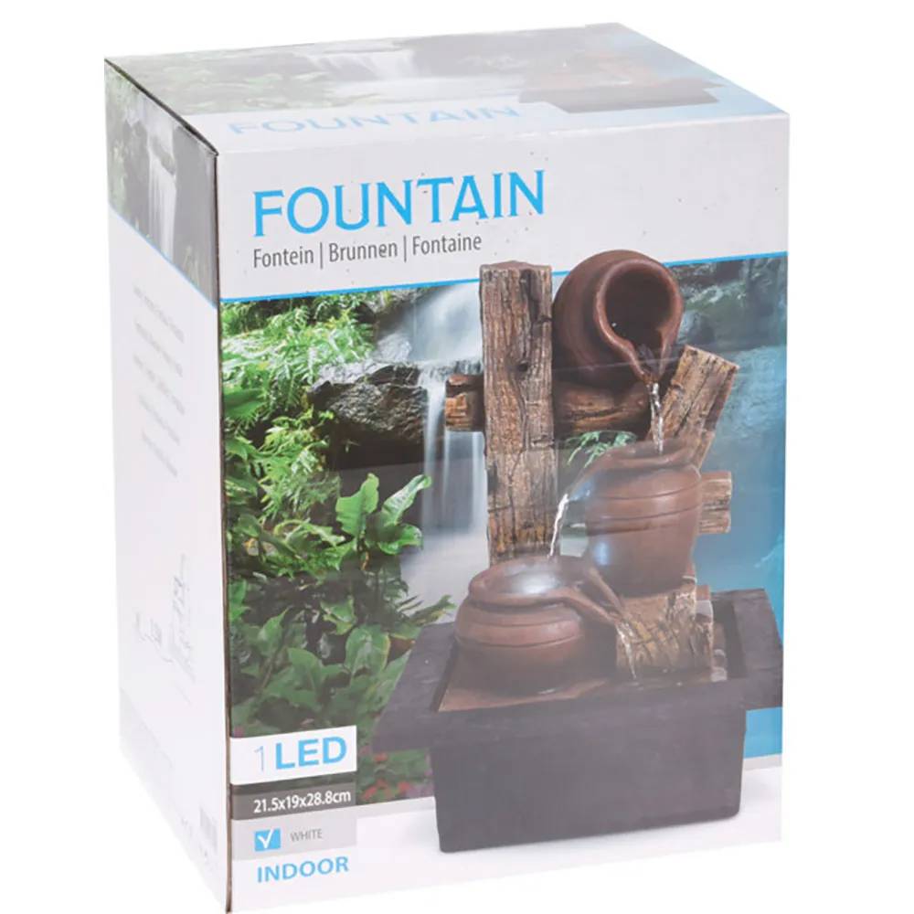 Fontaine décorative en polyrésine avec LED et amphores - 22x19x29cm - Image 3