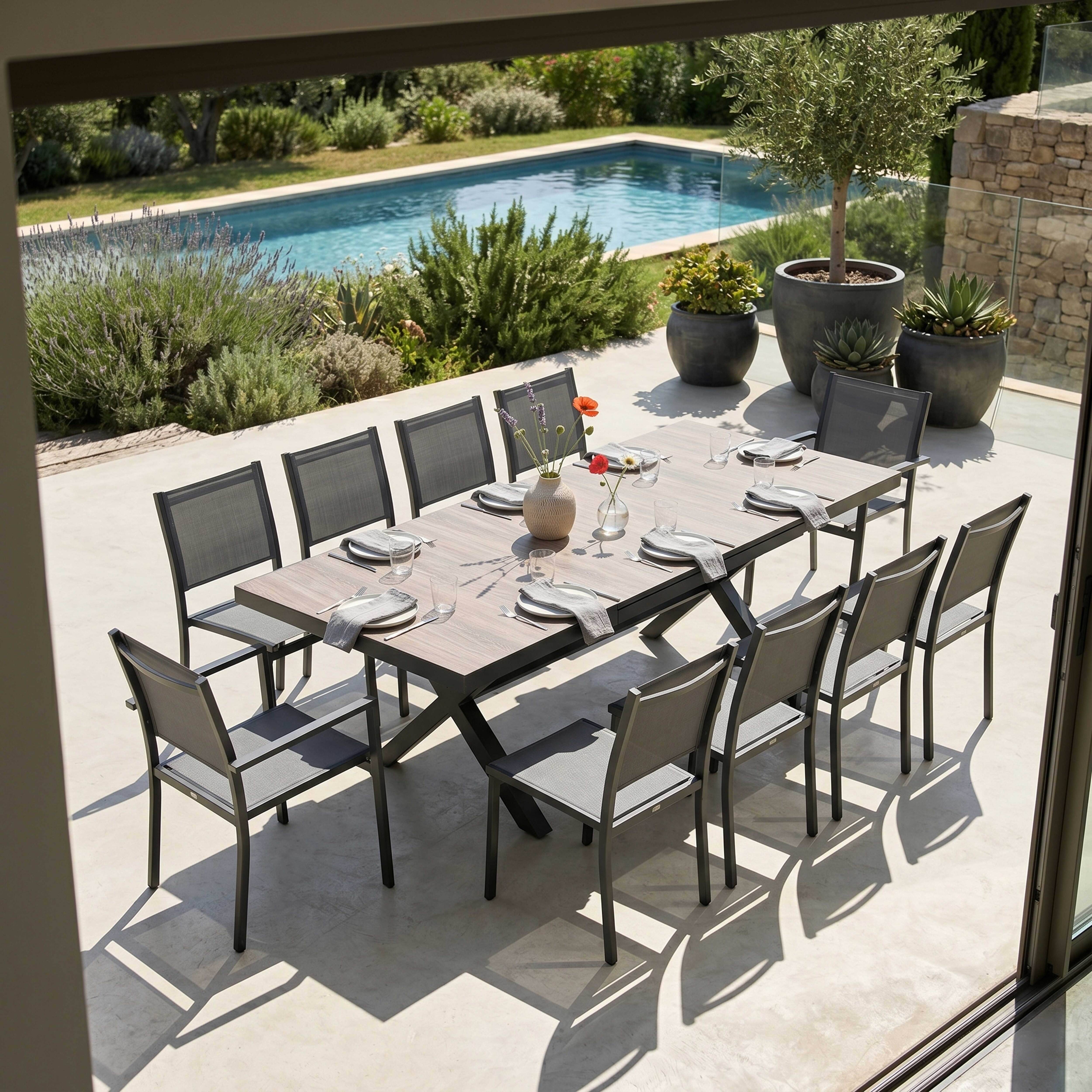Oviala - Table extensible 10 places en aluminium et céramique Tivoli - Oviala - Image 4