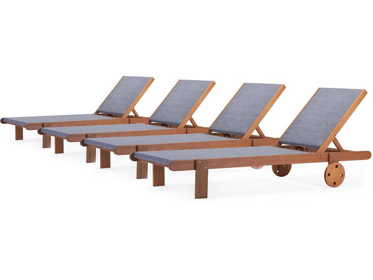 Habitat Et Jardin - Bain De Soleil En Bois Exotique "saïgon" - Maple - Gris - Lot De 4 -habitat Et Jardin - Image 1