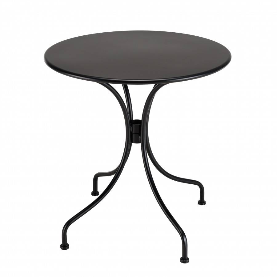 Macabane - MALO - SALON DE JARDIN 2 PERS. - Table ronde 70x70cm et 2 chaises grises et noires en rotin synthétique - Image 3