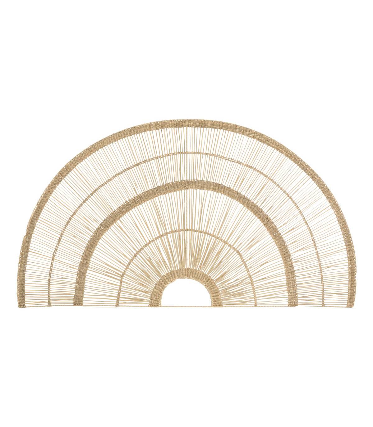 Déco murale Demi-cercle en métal et roseau tressé 160 x 90 cm - Image 1
