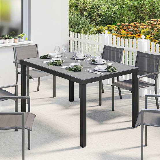 PANGIVO - Table de jardin acier et WPC gris 140 x 90 x 74 cm - PANGIVO - Image 3