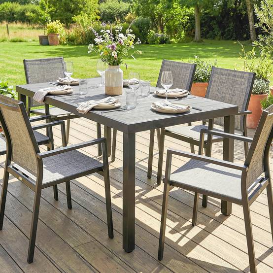 PANGIVO - Table de jardin acier et WPC gris 140 x 90 x 74 cm - PANGIVO - Image 10