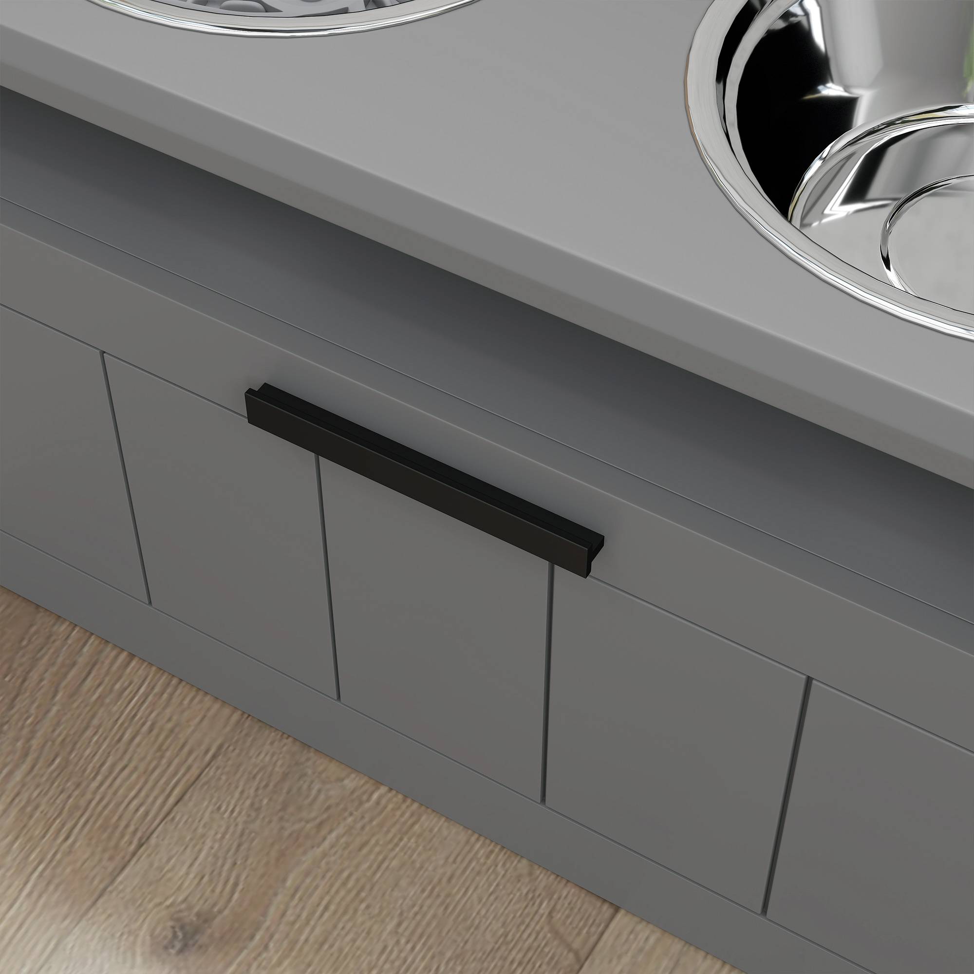 Station de nourriture pour chien, MDF, gris, 60 x 30 x 35 cm - PANGIVO - Image 8