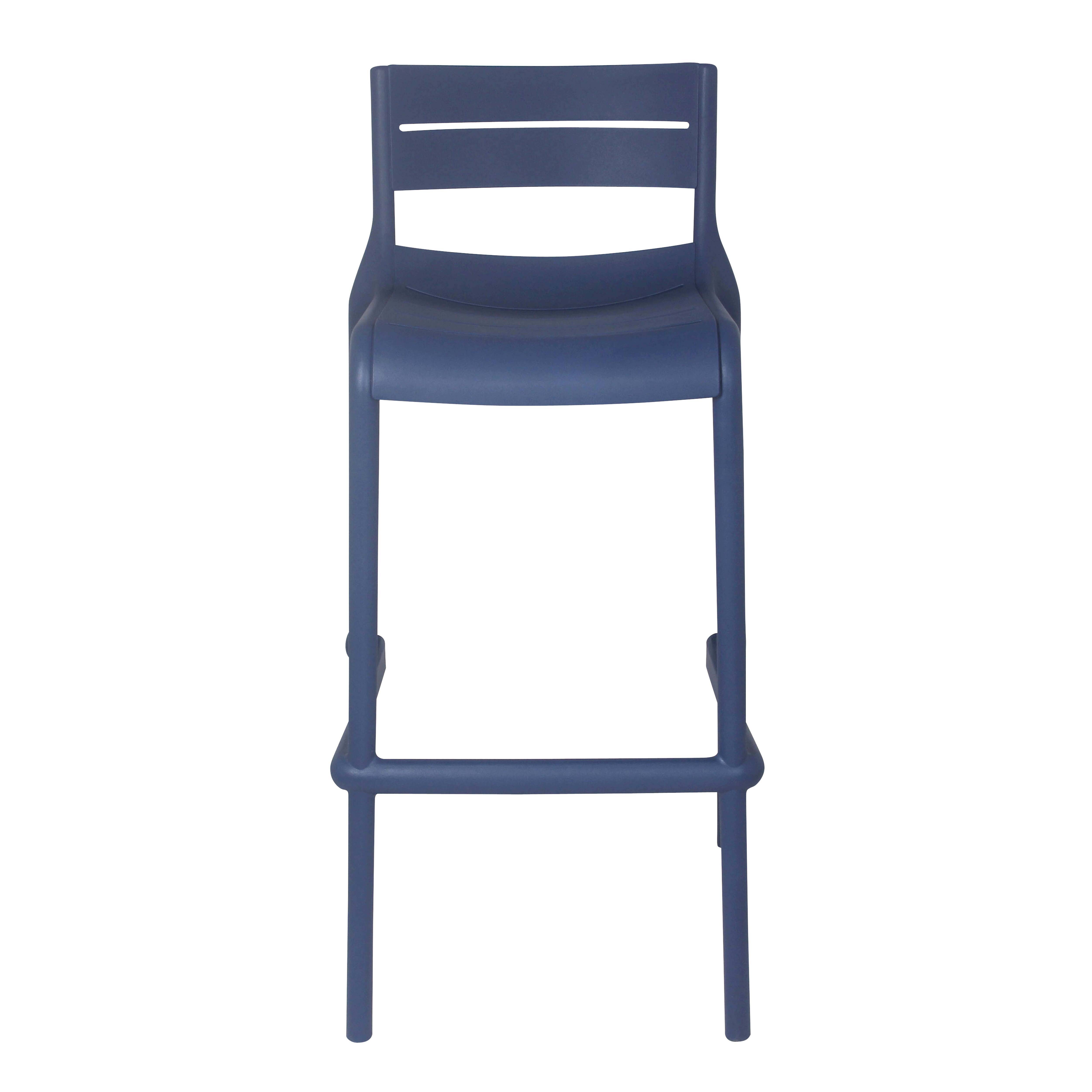 Oviala - Lot de 4 chaises hautes de terrasse en plastique bleu pacific - Oviala - Image 3