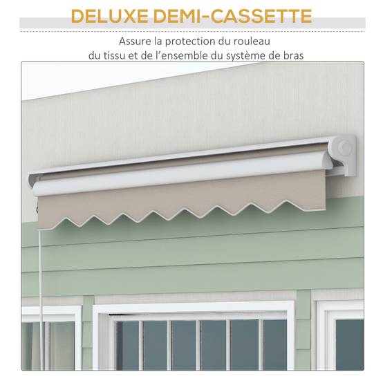 Store banne électrique et Manuel rétractable 250L x 200l cm télécommande fournie alu. Polyester Haute densité, crème - Image 7