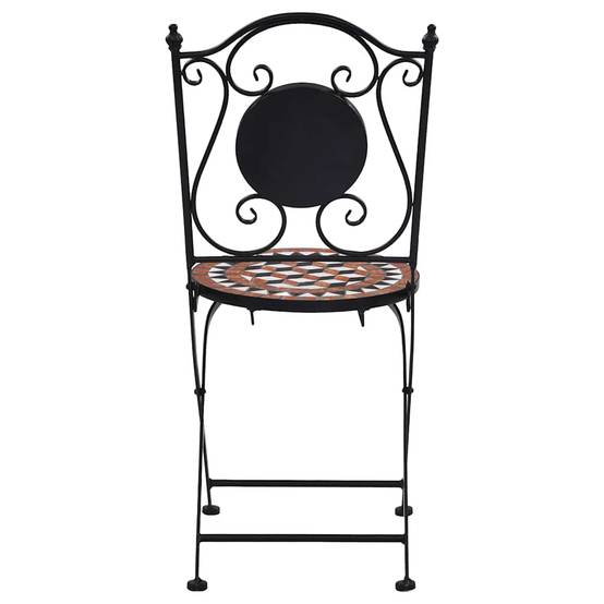 Lot de 2 Chaises de Bistrot Mosaïque Céramique et Fer Forgé pour Balcon Jardin Marron – ComfortXL Outdoor Living - Image 4