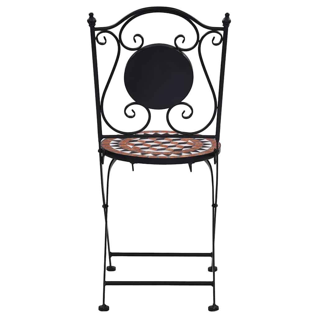 Lot de 2 Chaises de Bistrot Mosaïque Céramique et Fer Forgé pour Balcon Jardin Marron – ComfortXL Outdoor Living - Image 4
