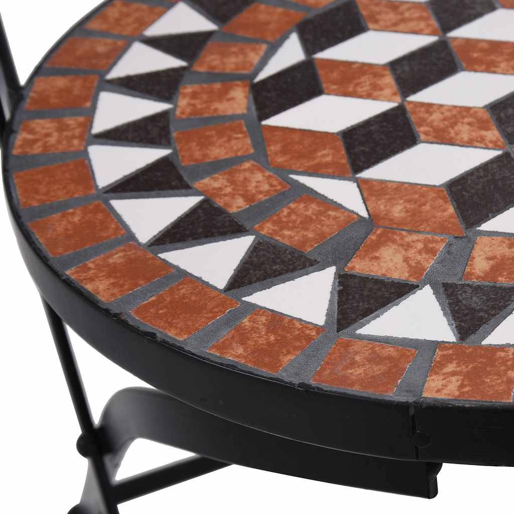 Lot de 2 Chaises de Bistrot Mosaïque Céramique et Fer Forgé pour Balcon Jardin Marron – ComfortXL Outdoor Living - Image 8