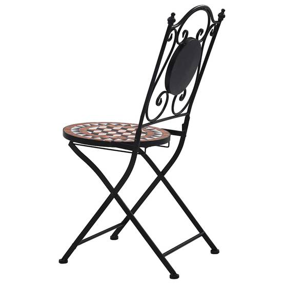 Lot de 2 Chaises de Bistrot Mosaïque Céramique et Fer Forgé pour Balcon Jardin Marron – ComfortXL Outdoor Living - Image 6