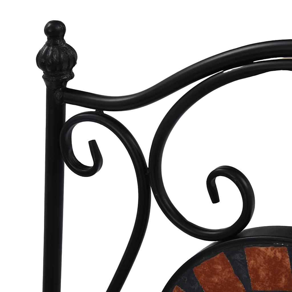 Lot de 2 Chaises de Bistrot Mosaïque Céramique et Fer Forgé pour Balcon Jardin Marron – ComfortXL Outdoor Living - Image 9