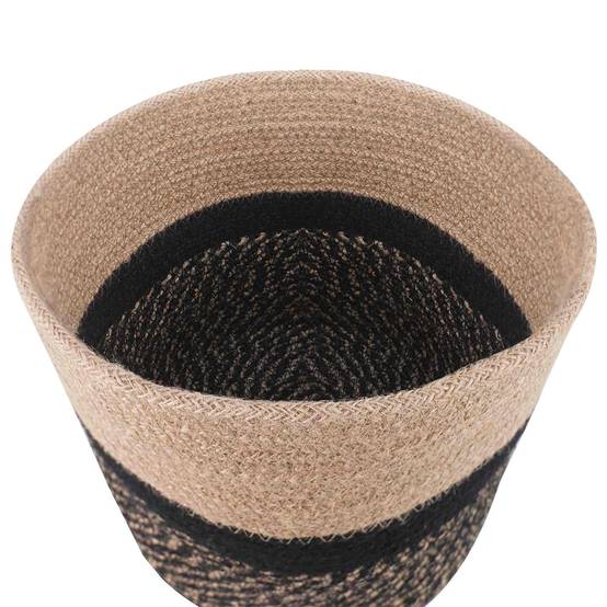 Ensemble de 2 pots à plantes jute naturel et noir 28 x 28 x 28 cm - PANGIVO - Image 4