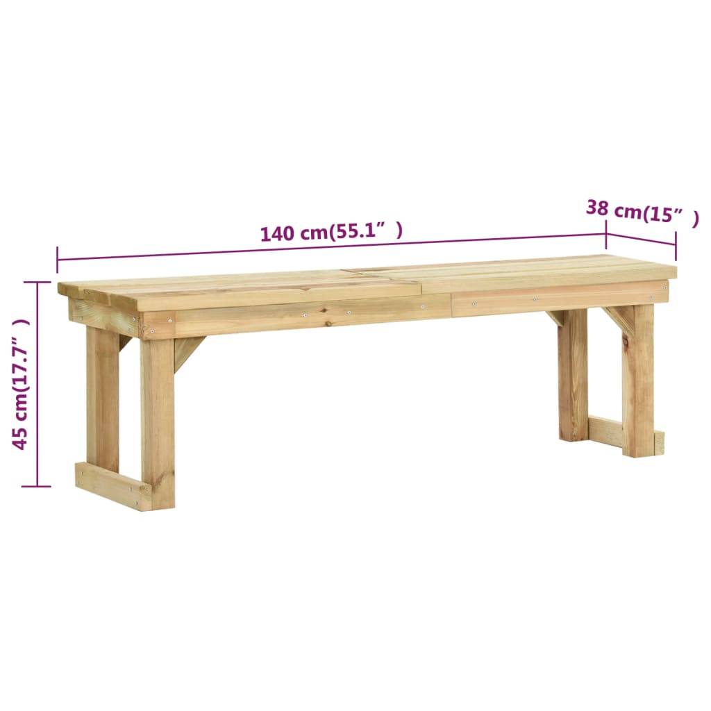 PANGIVO - Banc de jardin bois de pin vert 140 x 38 x 45 cm - PANGIVO - Image 6