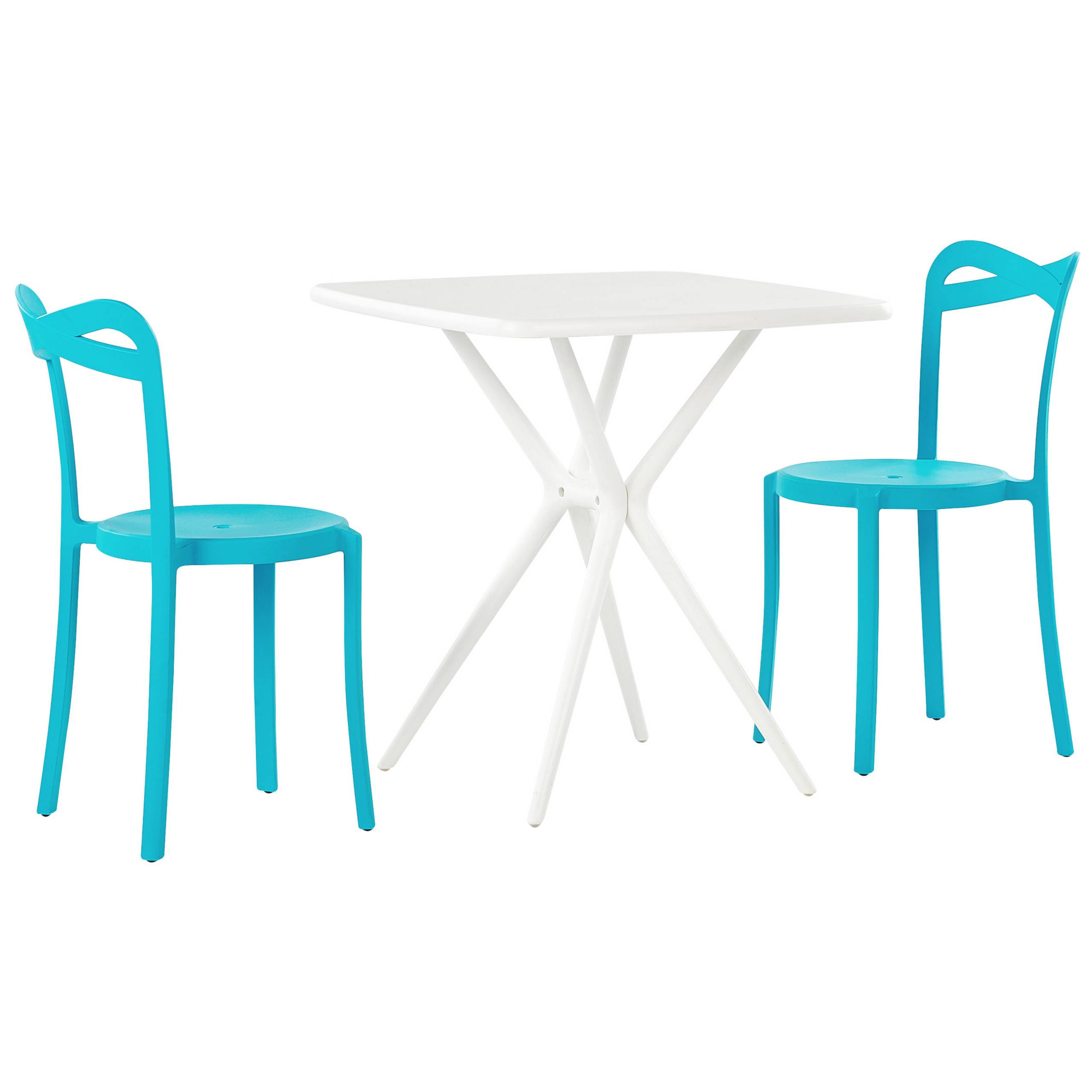 Beliani - Salon de Jardin Bistrot Bleu et Blanc Matière Synthétique pour 2 Personnes Table Carrée Légère en Intérieur et Extérieur Moderne - Image 1
