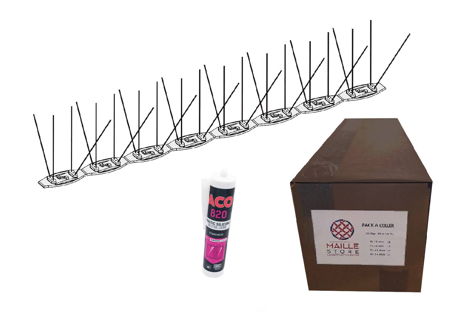 Maille Store - Pics anti-pigeons 10 mètres à coller - Protection 10 à 15cm (1 tube colle) - Image 1