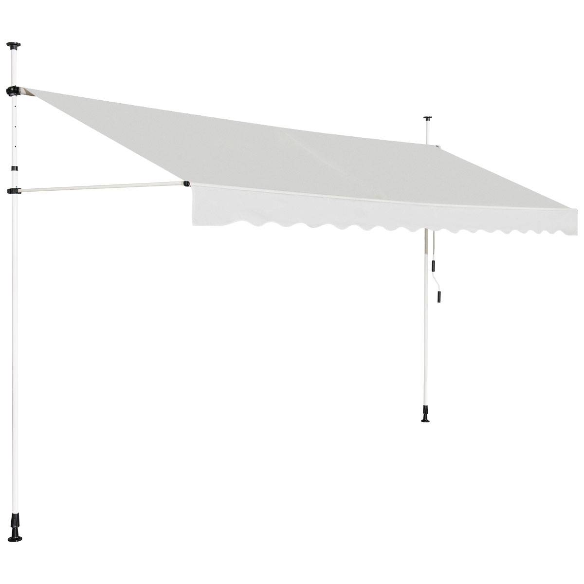 Maison Chic - Auvent Manuel Rétractable 350CM Hauteur Réglable Store Banne Aluminium Tissu Oxford Anti UV Beige - Image 4