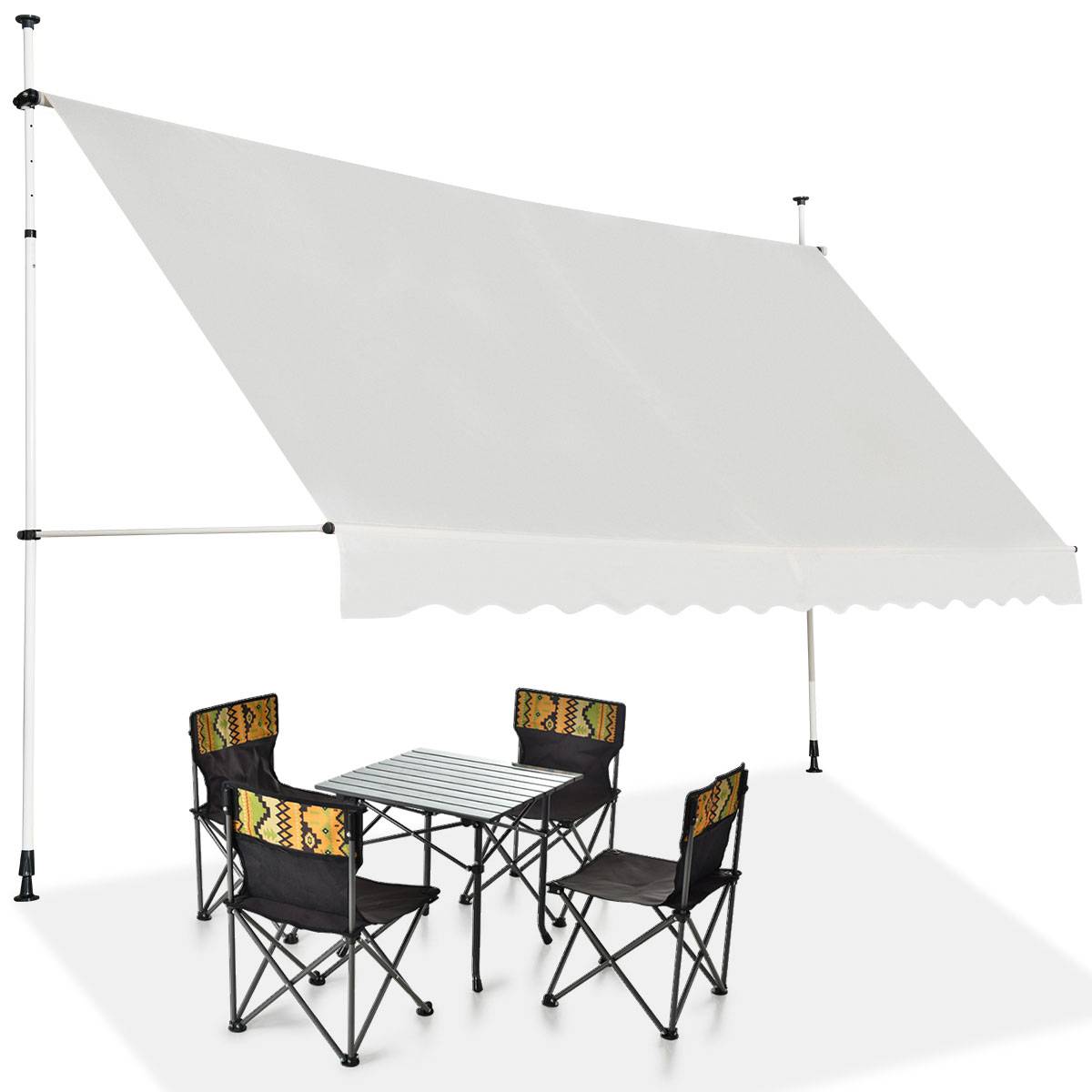 Maison Chic - Auvent Manuel Rétractable 350CM Hauteur Réglable Store Banne Aluminium Tissu Oxford Anti UV Beige - Image 5