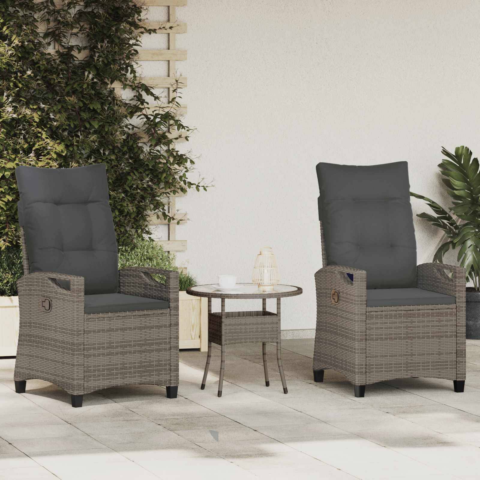 Chaise de jardin acier et polyester gris et gris foncé 56 x 60 x 112 cm - PANGIVO - Image 1