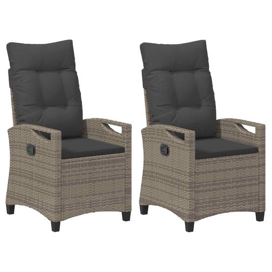 Chaise de jardin acier et polyester gris et gris foncé 56 x 60 x 112 cm - PANGIVO - Image 2