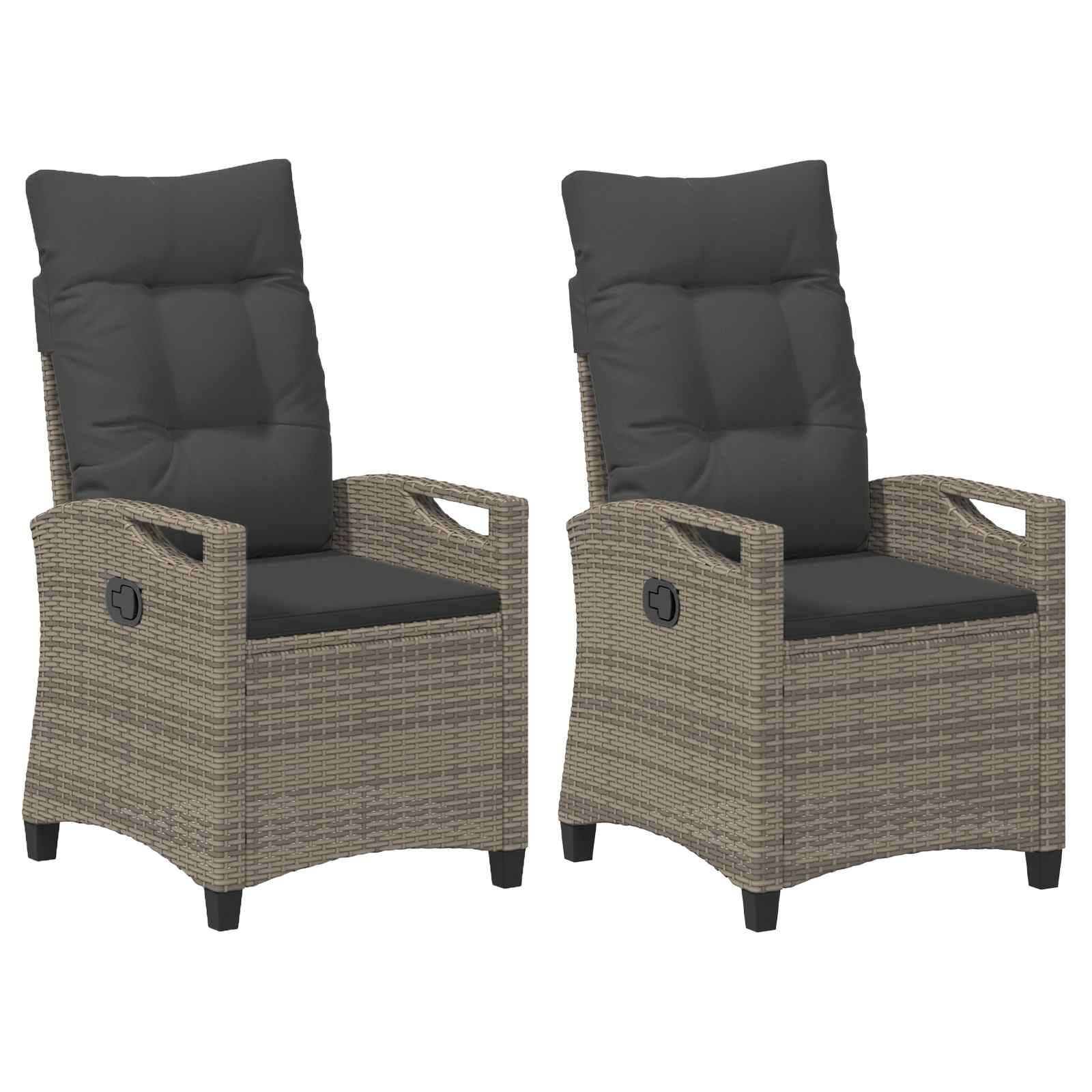Chaise de jardin acier et polyester gris et gris foncé 56 x 60 x 112 cm - PANGIVO - Image 2
