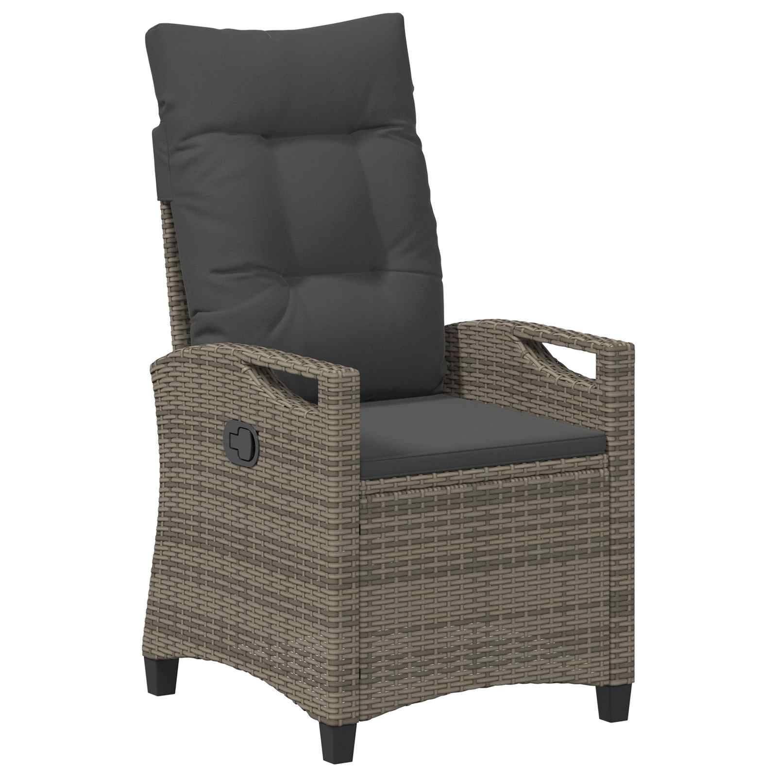 Chaise de jardin acier et polyester gris et gris foncé 56 x 60 x 112 cm - PANGIVO - Image 4