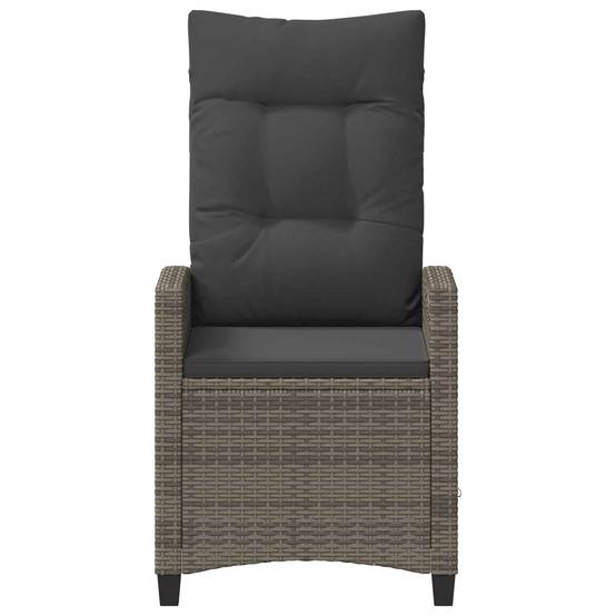 Chaise de jardin acier et polyester gris et gris foncé 56 x 60 x 112 cm - PANGIVO - Image 5