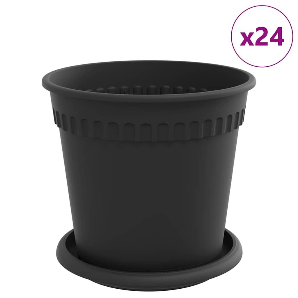 Vidaxl - Pots de plantes 24 pc Noir Plastique vidaXL 3403268 - Image 2