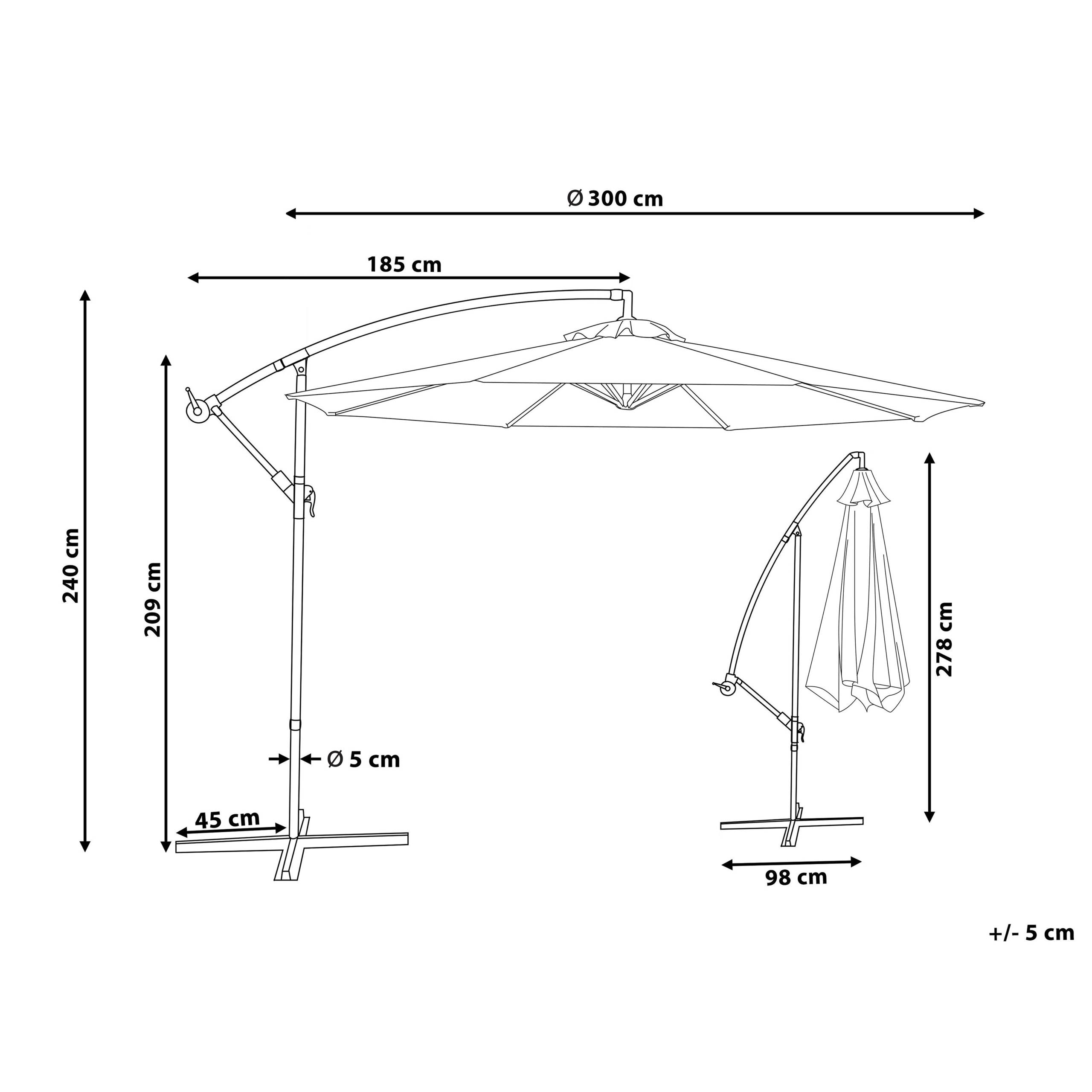 Beliani - Parasol déporté Tissu Rouge Bordeaux RAVENNA Beliani - Image 2
