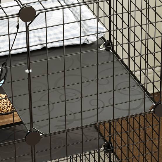 Cage chat modulable acier 3 niveaux enclos intérieur hamac 70x70x105cm noir - ComfortXL Outdoor Living - Image 10